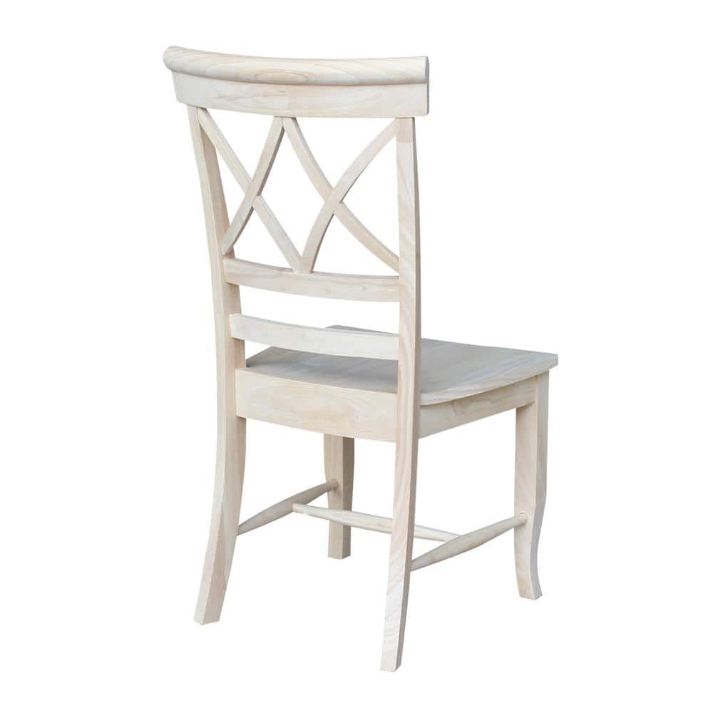 Set of Two White Wood Lattice Dining Chairs