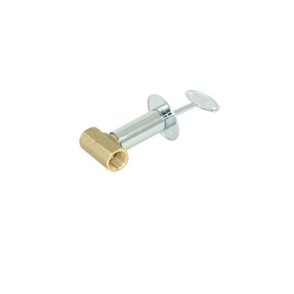 Straight Gas Valve Kit Includes Brass Valve, Floor Plate and Key in Polished Chrome
