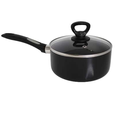 Ecowin 3 Quart Saucepan with Lid, Non Stick Small 3 Quart, Black