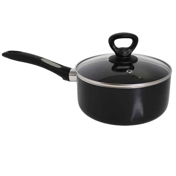 Choice 2.5 Qt. Aluminum Sauce Pan with Black Silicone Handle