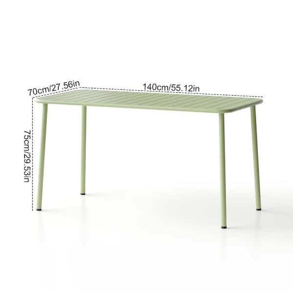 55 in., Rectangular Tabletop Metal Outdoor Dining Table, Frosty