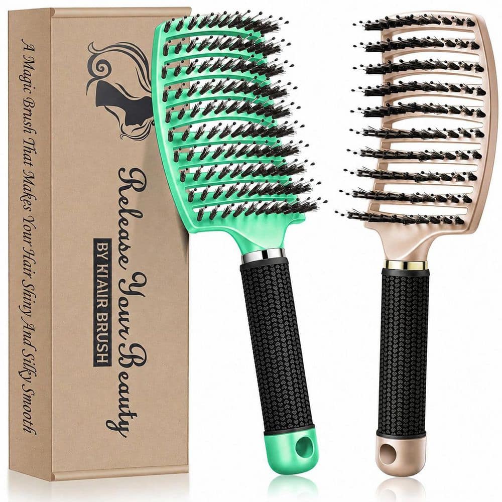 2 Pack Detangling Hair Brush Set for Wet Dry Hair, Gold and Green, Boar Nylon Bristles price history on PriceWatchPro