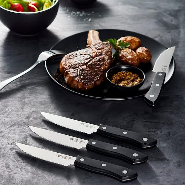 Cooks Standard Steak Knives Set 6-Piece, High Carbon Stainless Steel Classic Sharp Kitchen Steak Knife, Ergonomic Handle,Black