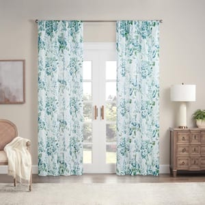 Blushing Bloom Multi Floral Pattern  Polyester 50 in. W x 84 in. L Sheer Single Rod Pocket Curtain Panel