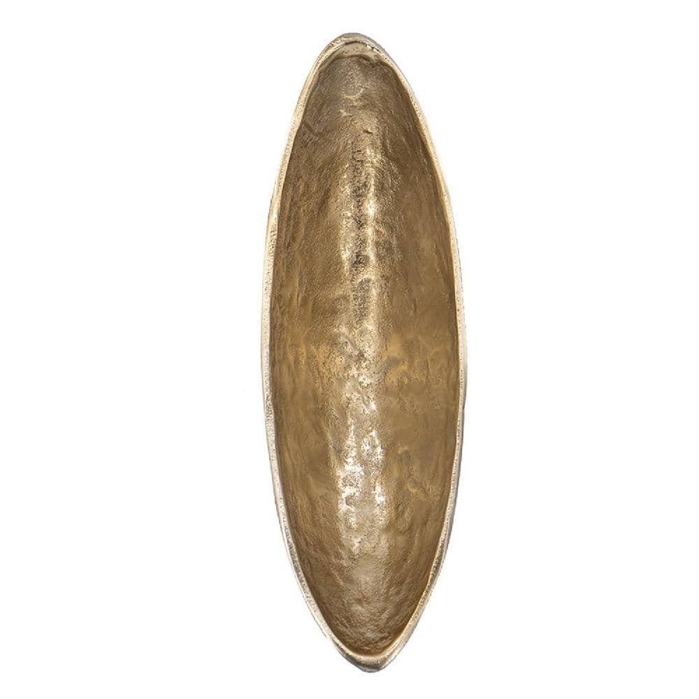 Handcrafted Black and Gold Aluminum Oval Pedestal Bowl