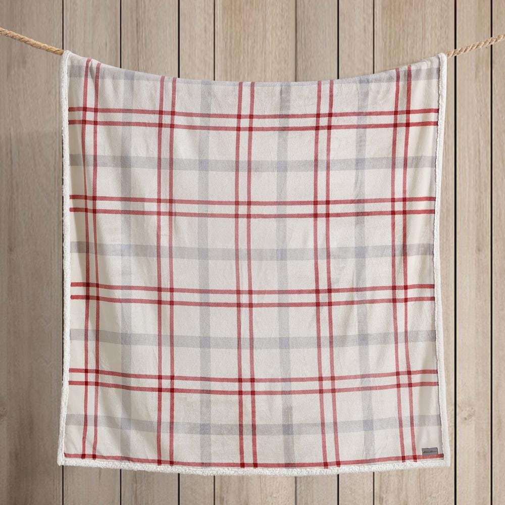 50"x60" Plaid Reversible Sherpa Fleece Throw Blanket