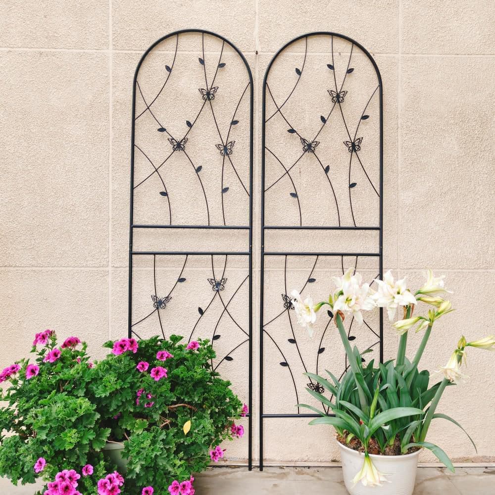 Photo inspiration: Picture Idea: 2 Pack 71 In Black Metal Rustproof Garden Trellis For
