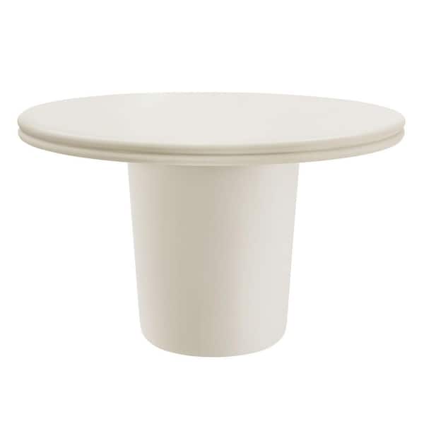 Brion 48 in. Concrete Round Dining Table in White-Cement Circle Table for 4-Indoor Outdoor Circular Dining Table