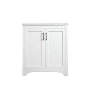 Simply Living 30 in. W x 19 in. D x 34 in. H Bath Vanity in White with Calacatta White Engineered Marble Top