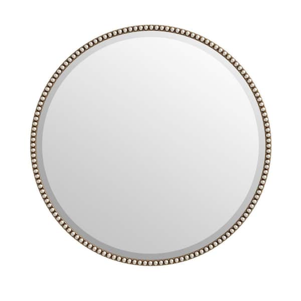 36 in. W x 36 in. H Round Polyurethane Framed Antique Silver Wall Bathroom Vanity Mirror