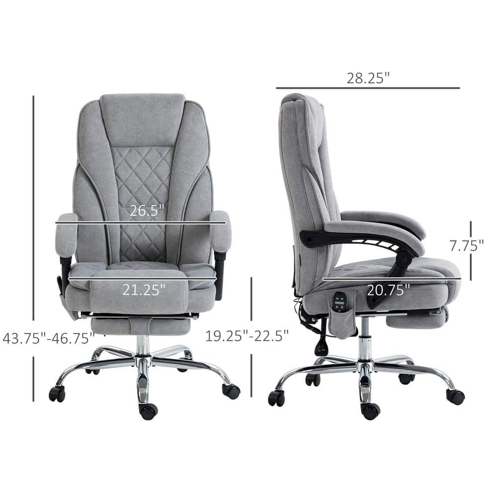 Gray PU Leather Executive Swivel Massage Office Chair with Footrest