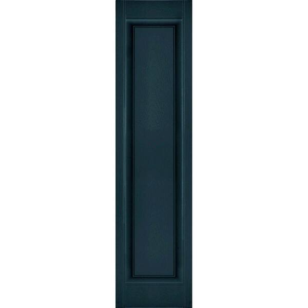 Ekena Millwork 12 in. x 38 in. Lifetime Vinyl Custom Single Raised Panel Shutters Pair Midnight Blue