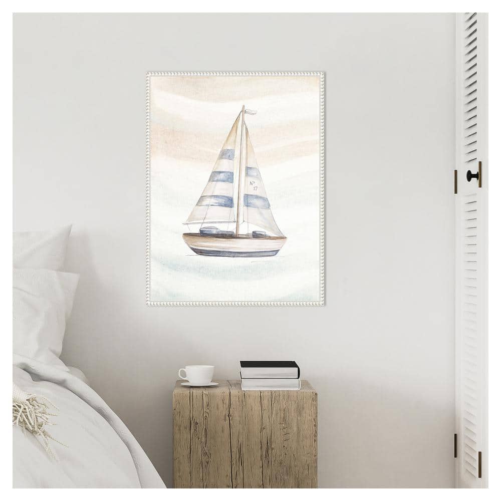 Nautical Sailboat Canvas Print with Beaded Frame