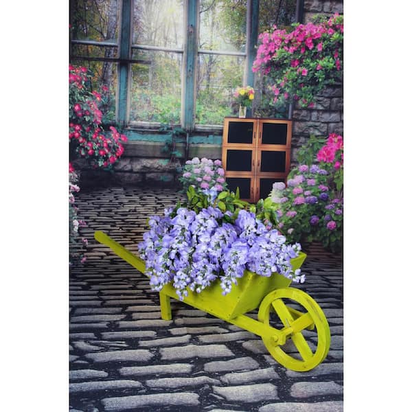 Gardenised 40 in. L x 15.3 in. D x 14.5 in. H Wooden Wheelbarrow Farm Cart Planter
