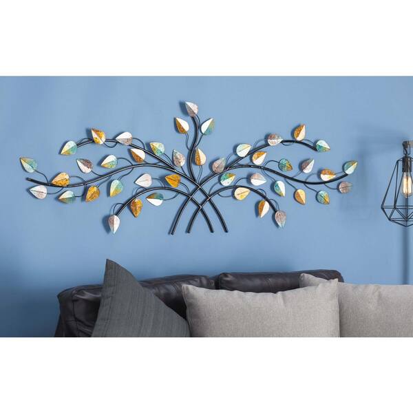Litton Lane Iron Multi-Colored Leaves and Branches Wall Decor
