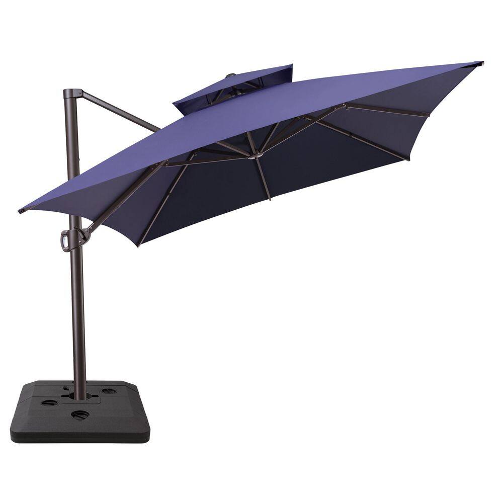 13 ft. x 10 ft. Double Top Rectangular Cantilever Patio Umbrella in Navy Blue with 240 lbs. Base Stand in Brown price history on PriceWatchPro