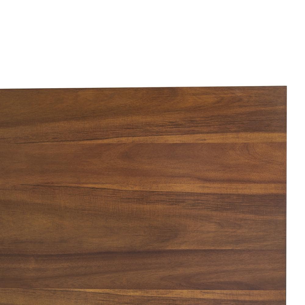 Walnut and Black Industrial Rectangular Dining Table with Metal Base