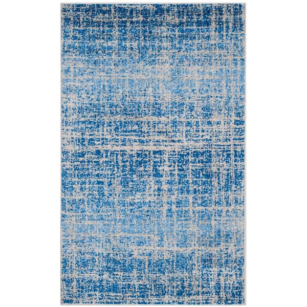 SAFAVIEH Adirondack Blue/Silver Doormat 3 ft. x 5 ft. Solid Area Rug