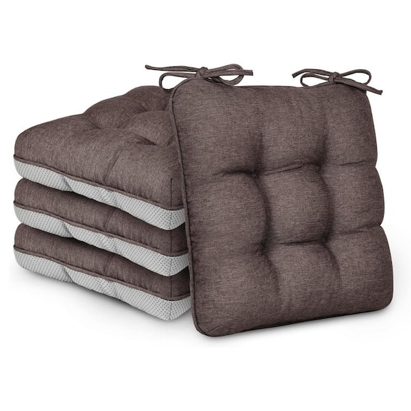 Unbranded 15.5"x15. 5" Brown Memory Foam Chair Cushions Set of 4