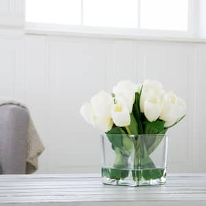 8.5 in. Artificial Tulip Floral Cream Arrangement