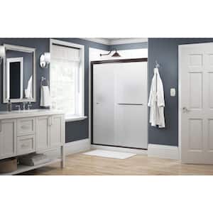 Simplicity 60 in. x 70 in. Semi-Frameless Traditional Sliding Shower Door in Bronze with Frosted Glass