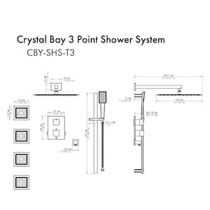 ZLINE Crystal Bay 15.8" Showerhear 4 -Jet Thermostatic Shower System in Brushed Nickel