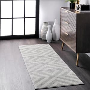 Zadie Geometric Light Gray 2 ft. x 6 ft. Runner Rug