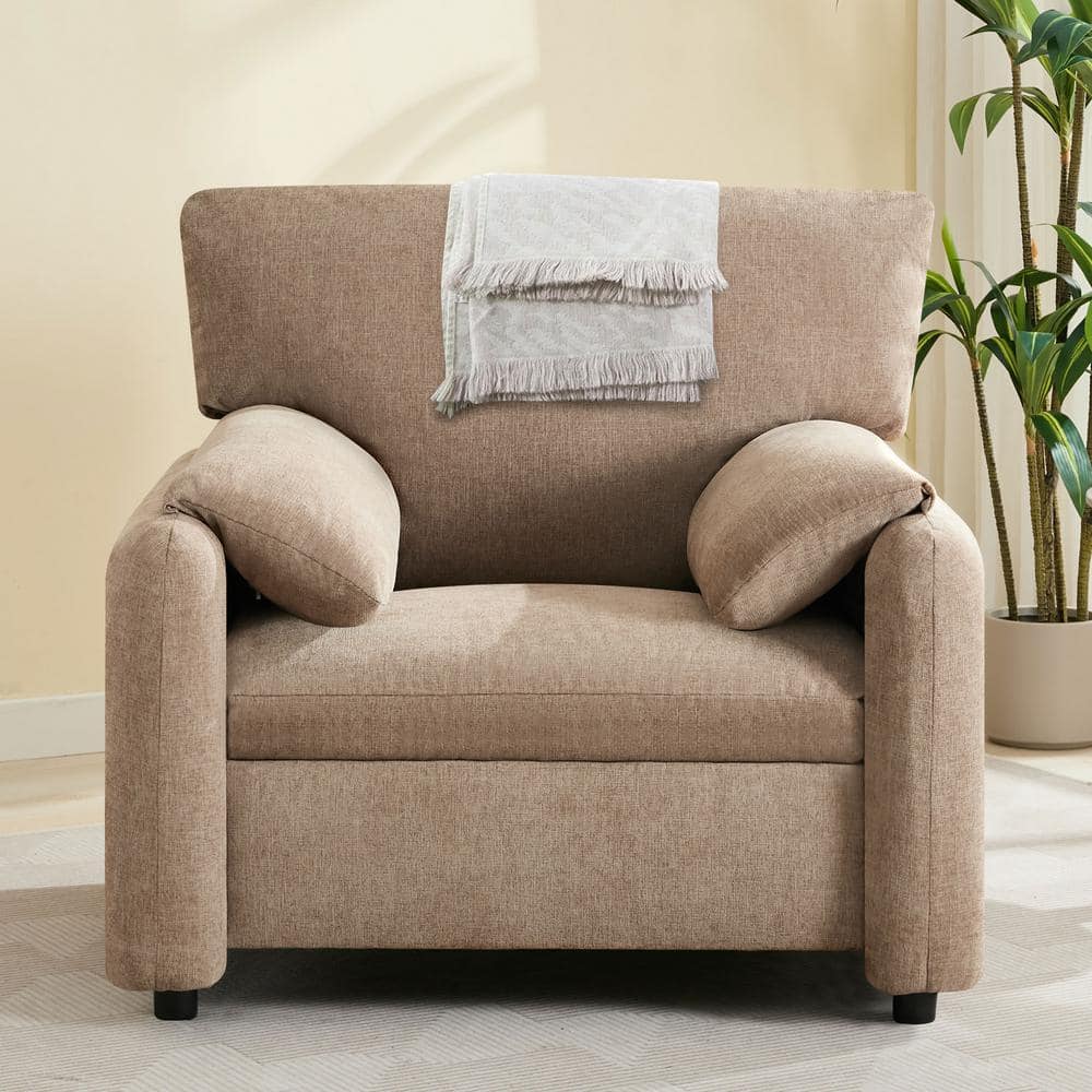 39 in. Wide Brown Chenille Oversized Arm Chair Modern Accent Chair Single S