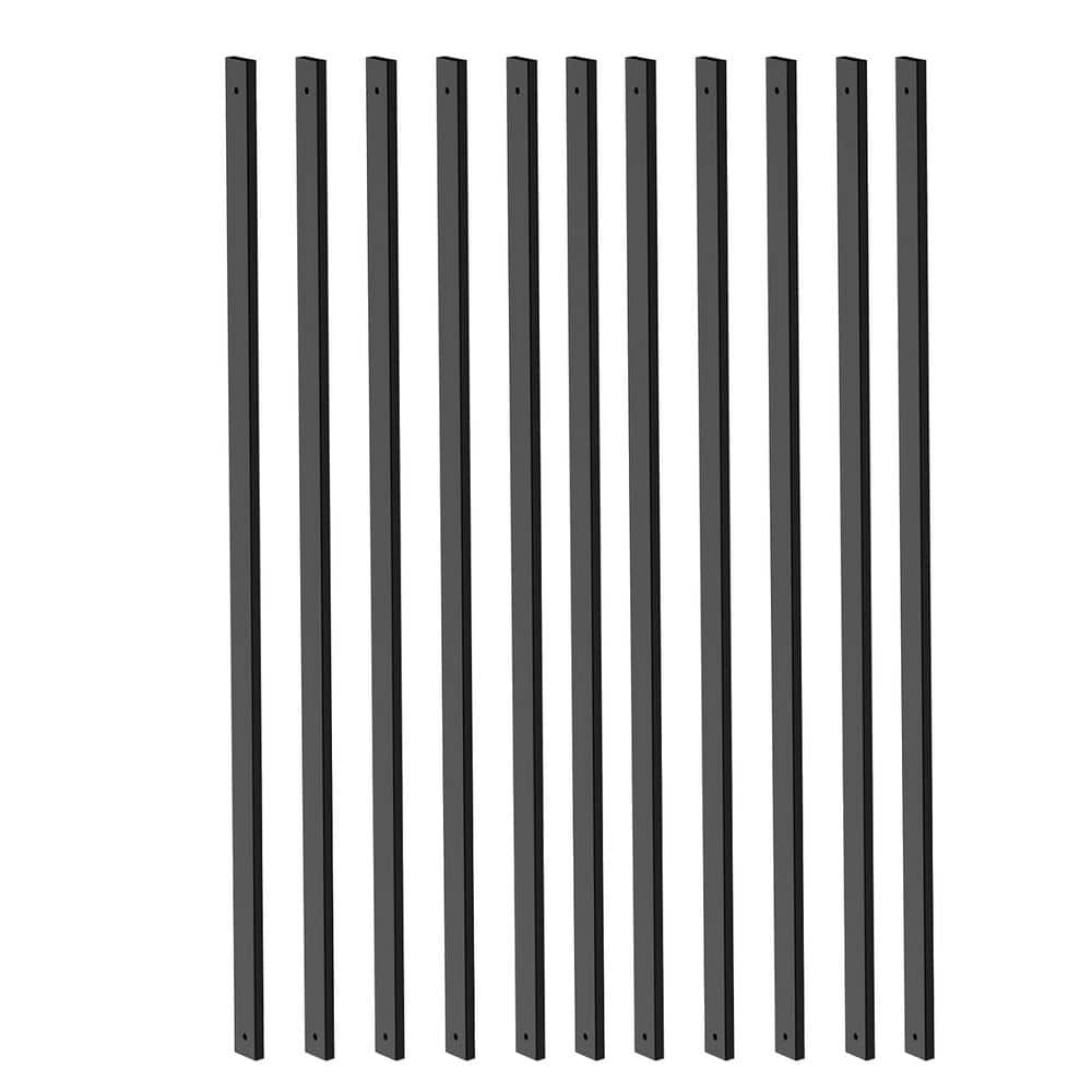 36 in. x 1 in. Metal Deck Rectangular Spindles Staircase Baluster with Screws in Black-(50-Pack) price history on PriceWatchPro
