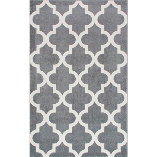 nuLOOM Ivy Moroccan Trellis Gray 5 ft. x 8 ft. Area Rug