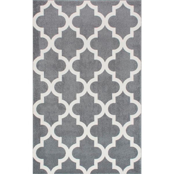nuLOOM Ivy Moroccan Trellis Gray 9 ft. x 12 ft. Area Rug