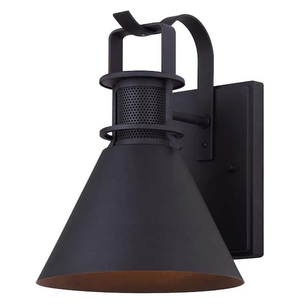 CANARM Avery Matte Black Outdoor Hardwired Wall Sconce with No Bulb Included