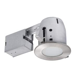 4 in. Brushed Nickel IC Rated Bathroom Recessed Lighting Kit, LED Bulb Included