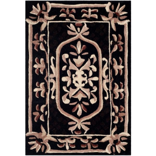 Naples 3 ft. x 4 ft. Black Medallion Ornate Border Area Rug