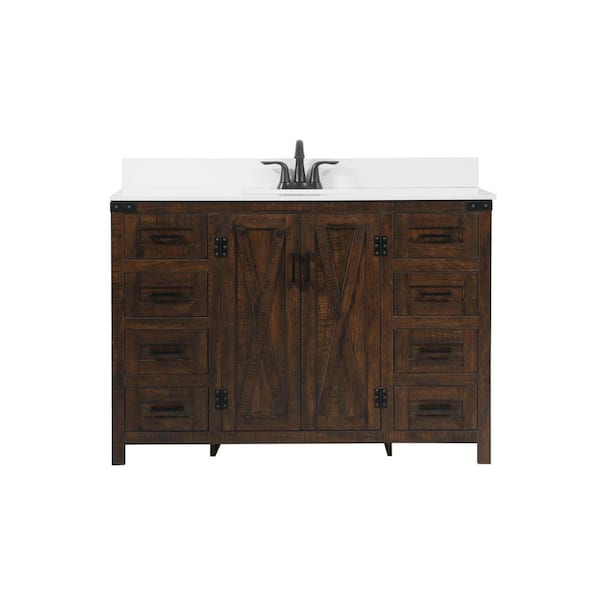 Unbranded Simply Living 48 in. W x 19 in. D x 34 in. H Bath Vanity in Expresso with Ivory White Engineered Marble Top