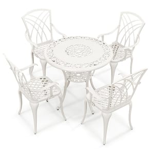 5-Piece All-Weather Metal Round Outdoor Dining Set Cast Aluminum