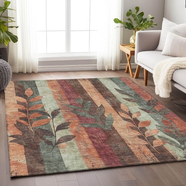 Chantille Machine Washable Indoor/Outdoor Abstract ACN1871 Terracotta 5 ft. x 7 ft. 6 in. Accent Rug