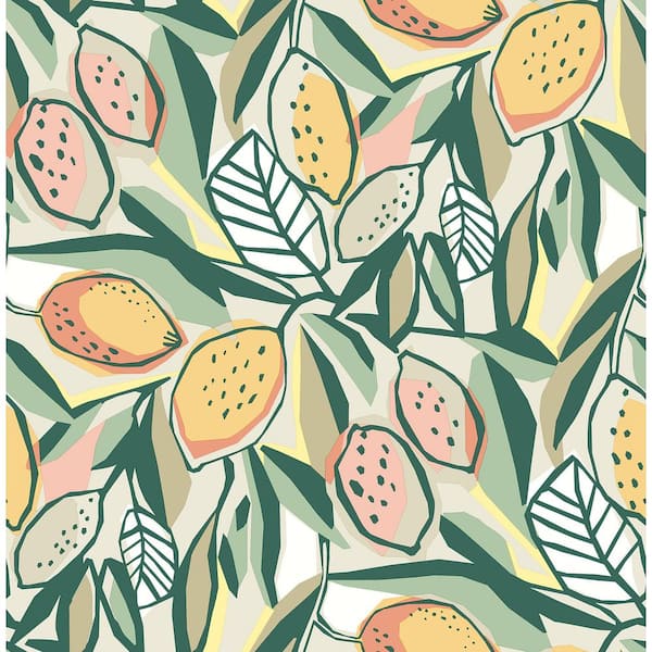 A-Street Prints Orange Meyer Peach Citrus Wallpaper Sample