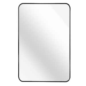 24 in. W x 36 in. H Rectangle Aluminium Frame Black Bathroom Wall Mirror