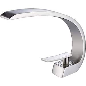 Brushed Gold Bathroom Sink Faucet with Supply Hose, Unique Design Single Handle Single Hole Lavatory Faucet,