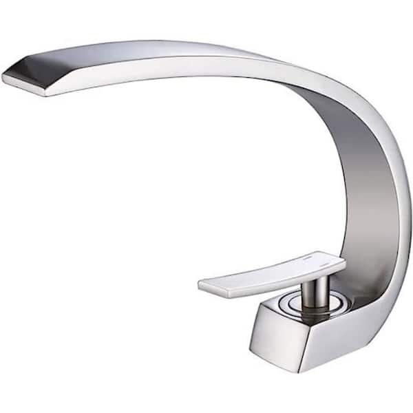 Dyiom Brushed Gold Bathroom Sink Faucet with Supply Hose, Unique Design Single Handle Single Hole Lavatory Faucet,