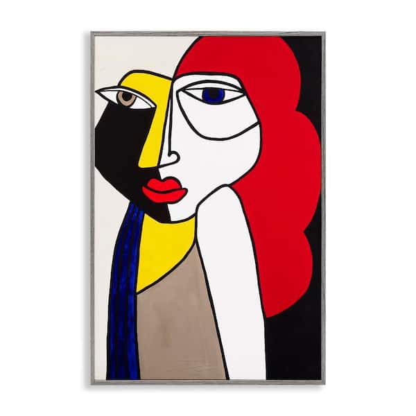 Stupell Industries Cubist Portrait of Woman by Ruth Fromstein Gray Framed Abstract Giclee Art Print 18 in. x 12 in.