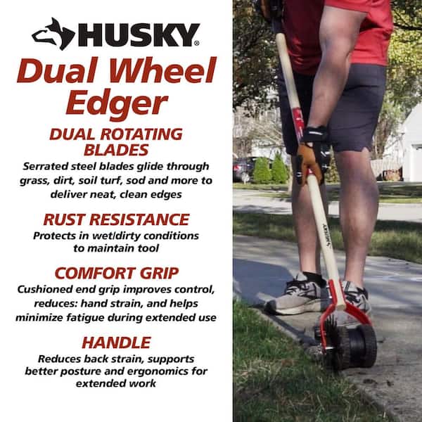 54 in. Hardwood Handle Manual Force Required Dual Rotating Wheel Edger