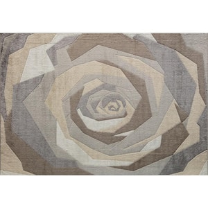 Pretty Petals Brown 8 ft. x 10 ft. Floral Modern Area Rug
