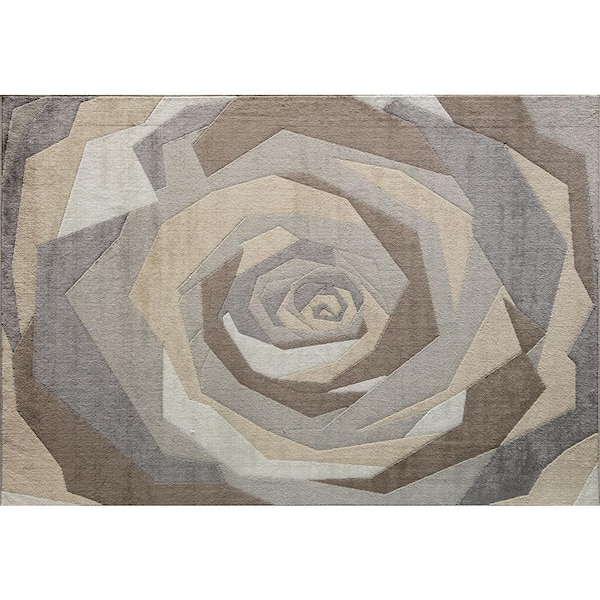 Unbranded Pretty Petals Brown 8 ft. x 10 ft. Floral Modern Area Rug