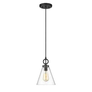 Harper 1-Light Matte Black Globe Pendant Light with Clear Glass Shade