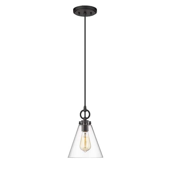 Unbranded Harper 1-Light Matte Black Globe Pendant Light with Clear Glass Shade