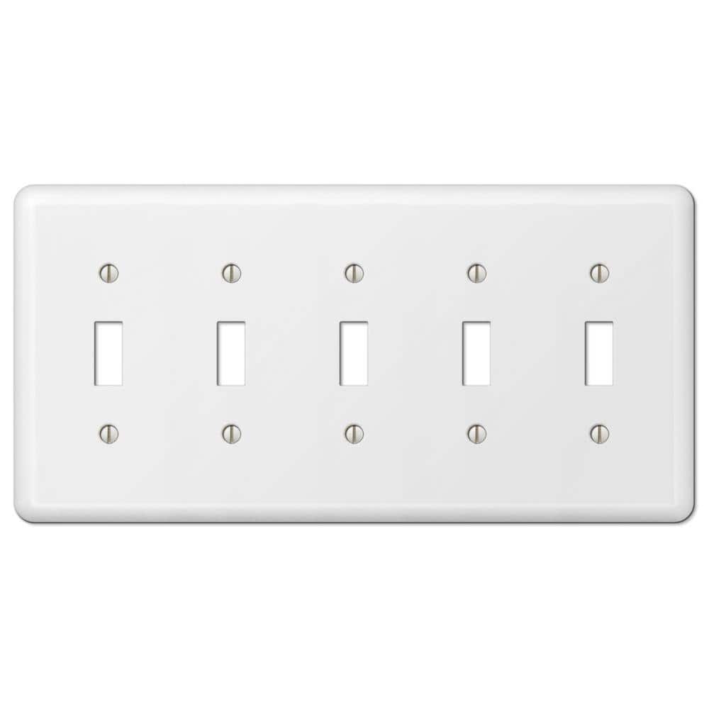 White Steel 5 Toggle Wall Plate Cover