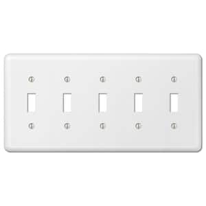 Declan 5 Gang Toggle Steel Wall Plate - White
