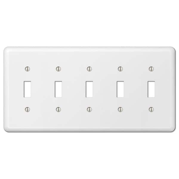 AMERELLE Declan 5 Gang Toggle Steel Wall Plate - White
